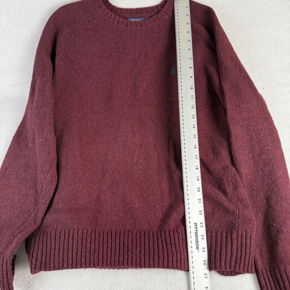Polo Ralph Lauren Mens XL Burgundy Wool Blend Crewneck Sweater Heather